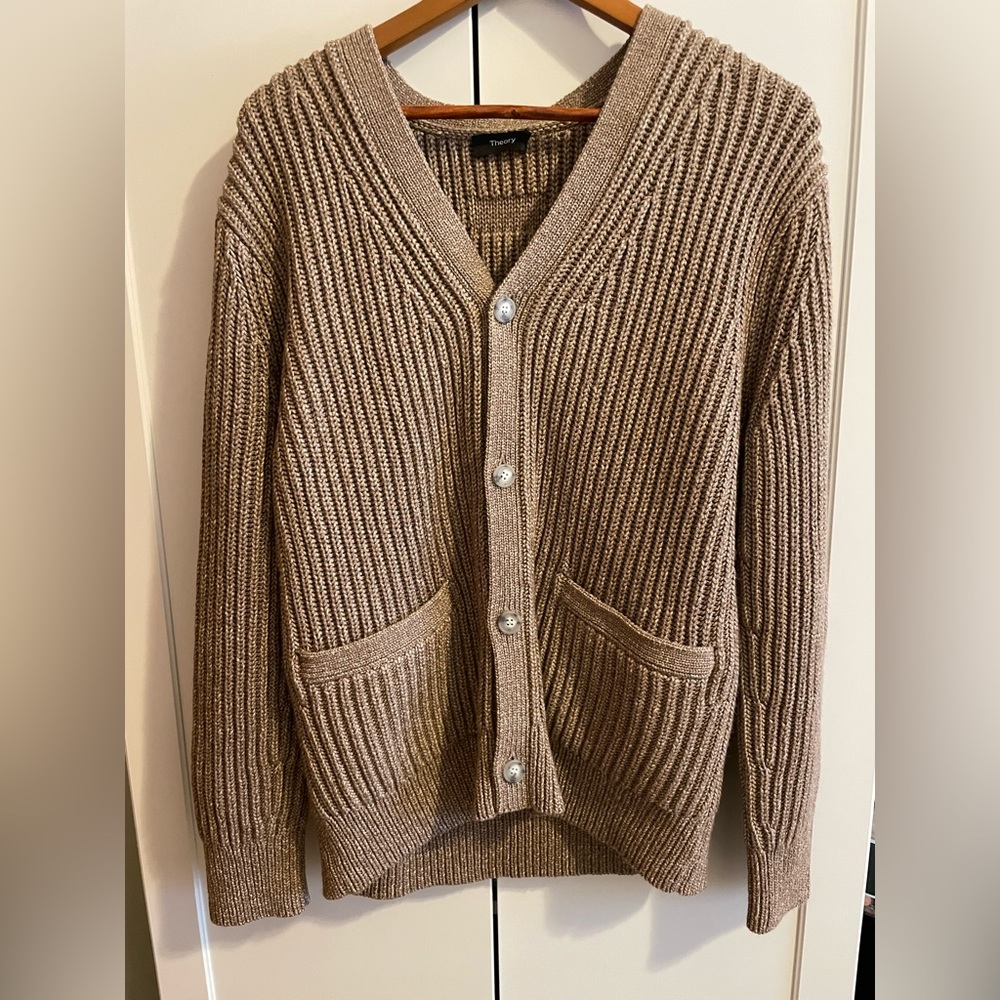 Theory brown multi color cardigan